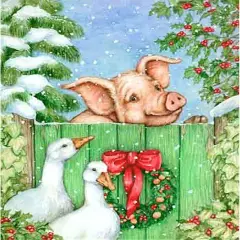 Christmas Diamond Art Painting Kits for Adults, Winter Animals Pig and Swans DIY Diamond Dots Paintings Full Drill Paint with Diamonds, Round Diamonds Crystal Rhinestone Gem Art 12 x 16 inch