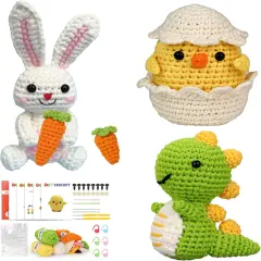 Crochet Kit - (Bunny & Chick & Dinosaur)