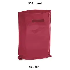 12 x 15" Die Cut Handle Bags for Burgundy