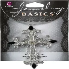 CousinDIY Jewelry Basics Metal Accent 1/Pkg-Silver & Clear Cross