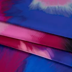 1 Yard Silk Charmeuse Painted Burst Print Italian Made Blue, Hot Pink & Red 53 Inches Width