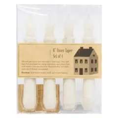 Set of 4 Ivory Timer Taper Candles &ndash; 6 Inch Flameless LED with Rustic Wax Finish