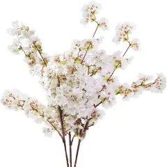 Boutique Silk Cherry Blossom Branches, Artificial Cherry Blossom Tree Stems Faux Cherry Flowers Vase Arrangements for Wedding Home Decor, Set of 3