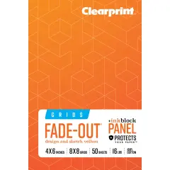 Clearprint 1000H 100% Cotton Design Vellum Field Book with "Ink Block" Panel and Fade-Out Grid, 16 lb. / 60 GSM, 50 Sheets/Book