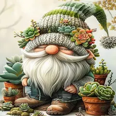 DIY Easy Gnome Paint by Numbers Kit for Adults,Unframed Succulents Gnome Oil Paint by Number Kits for Beginner,Acrylic Painting Kits for Home Wall Decor 16X20 Inch.