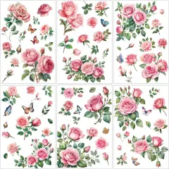 12 Sheets Flowers Rub on Transfers for Crafts and Furniture