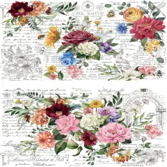 2 Large Vintage Flower Design Sheets 12''x18''