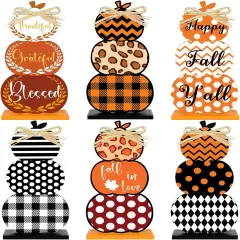 6 Pcs Fall Table Decor Sign Stacked Pumpkins