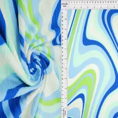 1 Yard Abstract Tie Dye 8x3 Yummy Rib Knit Fabric Soft Stretch 58/60 Inches Wide ROYAL