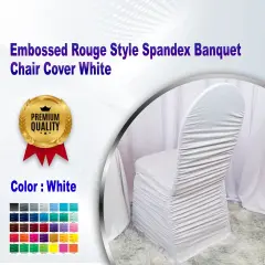 Embossed Rouge Style Spandex Banquet Chair Cover White