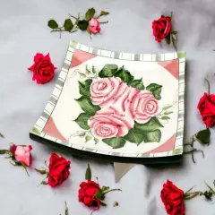 Ceramic Romantic Rose Flower Plate, Home D&eacute;cor, Gift for Her, Gift for Mom, Nature Lover D&eacute;cor, Cottagecore, Caf&eacute; Decor