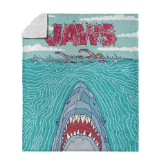 Universal Jaws Silk Touch Sherpa Throw Blanket Squiggle Poster