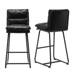 Set of 2/4 Modern Thick Leatherette Bar Stool with Metal Legs