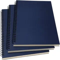 B5 Spiral Notebook/Spiral Journal Unruled/ Sketchbook, 100gsm Thick Blank Paper & Hard Kraft Cover, 65 Sheets (130 Pages), 3-Pack, 10.5" x 7.2", Blue