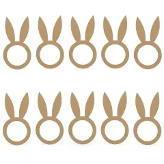 Set of 10 Easter Rabbit Wooden Napkin Rings Unfinished Wooden Bunny Shape Craft