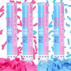 Gender Reveal Confetti Cannon - Set of 4 (2 Blue + 2 Pink) for Stunning Baby Gender Announcements, Perfect Gender Reveal Cannon for Parties and Celebrations