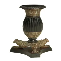 8 Inch Tall Black And Bronze Finish Candlestick