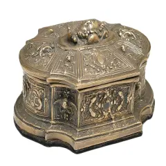 5 1/4 Inch Square Brass Box With Lid Brown