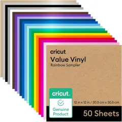 Value Permanent Vinyl - 50ft Rainbow Sampler, 12in x 12in Sheets (50 Count)