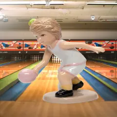 Ceramic Bowling Girl Figurine, Home D&eacute;cor, Gift for Her, Gift for Mom, Gift for Daughter