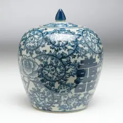 AA Importing 59769 Antiqued Pale Green And Blue Jar With Lid