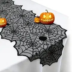 Halloween Table Runner - Black Lace Spider Web Table Runners - 18 X 72 Inch