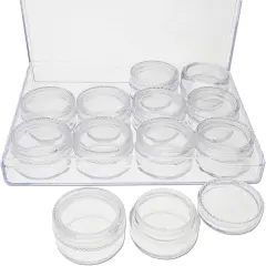 The Beadsmith Personality Case - Clear Storage Organizer Box, 5 x 3.75 x 0.9 inches - Includes 12 Small Containers with lids - 1.2 x 0.7 inches, Bead Holder