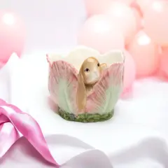 Ceramic Easter Bunny Rabbit in Flower Candy Bowl, Home D&eacute;cor, Gift for Her, Gift for Mom, Kitchen D&eacute;cor, Spring D&eacute;cor