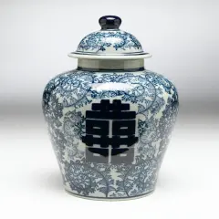 AA Importing 59730 Antiqued Pale Green And Blue Ginger Jar With Lid