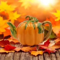 Ceramic Pumpkin Teapot for Pumpkin Spice Lovers, Gift for Her, Gift for Mom, Tea Party D&eacute;cor, Caf&eacute; D&eacute;cor, Fall Thanksgiving Decor