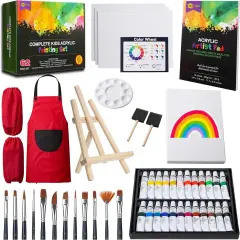 Painting Kit for Kids Age 8-12 - Deluxe Acrylic Kid Paint Set Art Kits - Includes 62 Pieces of Art Supplies Non Toxic Paint