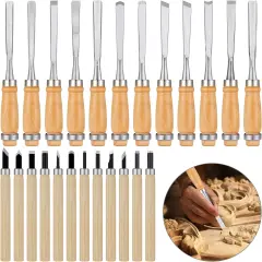 24Pcs Wood Carving Tools Chisel Set - Kit Including Small and Large Size Wood Carver Set