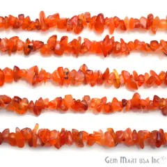 Natural Chip Beads, 34 Inch, Genuine Chip Strands, Drilled Strung Nugget Beads, 3-7mm, Polished, GemMartUSA (70001) Carnelian