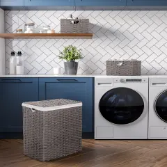 Seville Classics Handwoven Lidded Laundry Hamper Grey