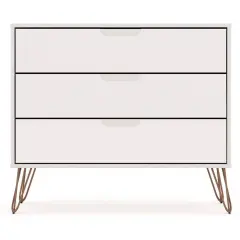 Modern Scandinavian MDF 3-Drawer Bedroom Dresser with Metal Legs Perfect for Any Room Off-White
