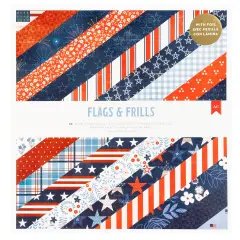 American Crafts Double-Sided Paper Pad 12"x12" 24/Pkg-Gold Foil, Flags And Frills