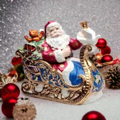 Ceramic Christmas Fantasia Santa Cookie Jar, Home D&eacute;cor, Gift for Her, Gift for Mom, Kitchen D&eacute;cor, Christmas D&eacute;cor