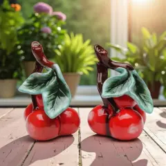 Ceramic Cherry Salt and Pepper Shakers, Home D&eacute;cor, Gift for Her, Gift for Mom, Kitchen D&eacute;cor