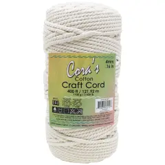 Cora's Cotton Craft Cord 4mmX400ft-Natural