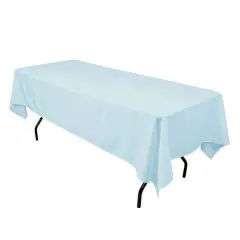1 Yard Baby Blue Rectangle Polyester Washable Tablecloth 60 Inch Wide for 6 Foot Table Use