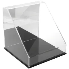 Plymor Clear Acrylic Slanted Front Display Case, 12" x 12" x 12" Black (Mirrored)
