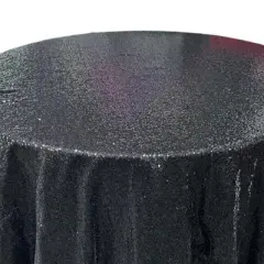 1 Yard Glitz Sequin Round Tablecloth 90 Inches Sparkle Polyester Cover for Party and Wedding Decor Black