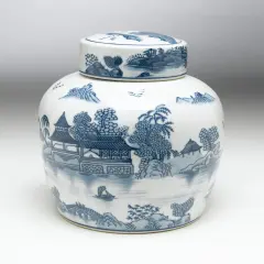 AA Importing 59748 9 Inch Blue & White Ginger Jar