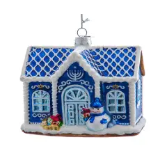 4.5" Noble Gems&trade; Glass Hanukkah House Ornament