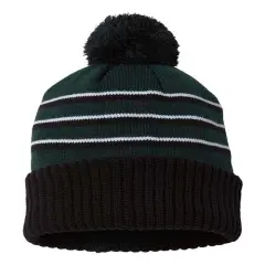 Richardson&reg; Pom Cuffed Beanie D Green/Black/ White