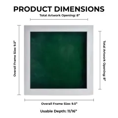 Classic White Wood Shadown Box Frame with Acrylic Front - Forest Green Suede Backing, 30 Sizes