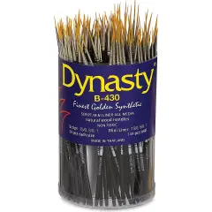 Dynasty Finest Golden Synthetic Brushes - Angle and Filbert, Canister of 144