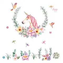 Fairy Unicorn Detachable Wall Sticker Flower Kid's Room Decoration