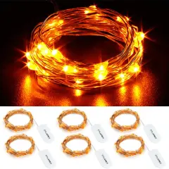 6 Pack Orange Fairy String Lights - 3.3ft, 20 LED