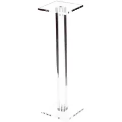 Plymor Clear Acrylic Square Barbell Pedestal Display Riser 10.5 inches (Height) x 3 inches (Width) x 3 inches (Depth) (1/4 inches thick)